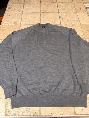 Sun Day Red Pullover Sweater Mens XL in Heather Gray. Merino Wool 1/4 Zip Mock.